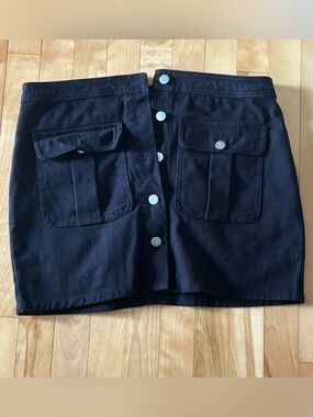 Forever 21 Black Mini Skirt with Button Front